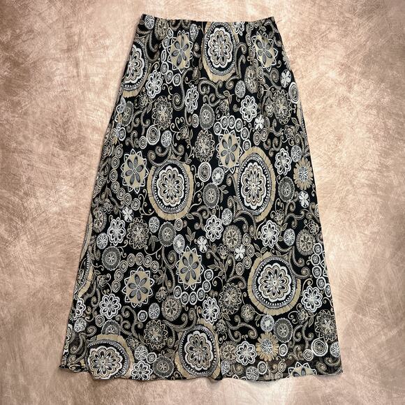 Vintage Y2K Coldwater Creek Mesh Layered Floral Maxi Skirt Metallic Glitter Boho - Picture 6 of 6